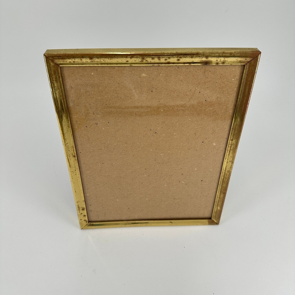 Vintage Gold Tone Metal 8x10 Picture Frame Tabletop Wall Mount Made in Korea